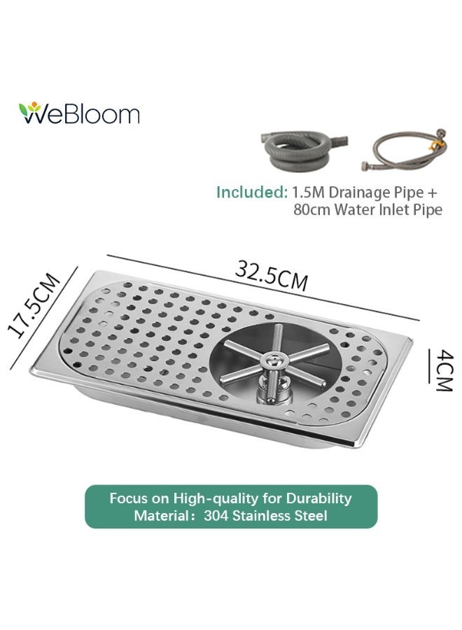 WeBloom SUS 304 High Pressure Cup Washer,Espresso Cup Pitcher Rinser with Side Spray,Countertop Glass Washer for Kitchen Coffee Bar, Removable Drip Tray Hose Kitchen Sink Accessories - Image 1